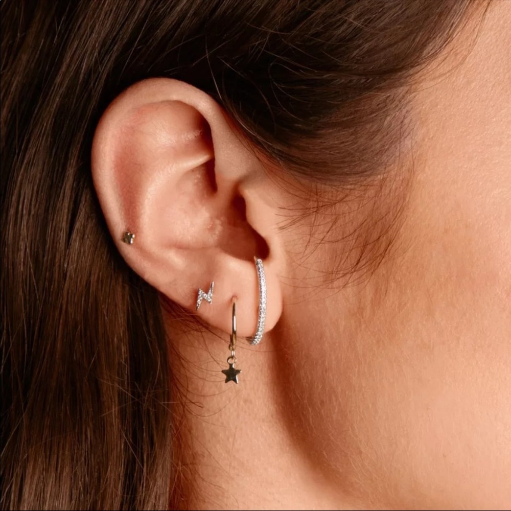Sterling Silver + Cz Earring Cuff
